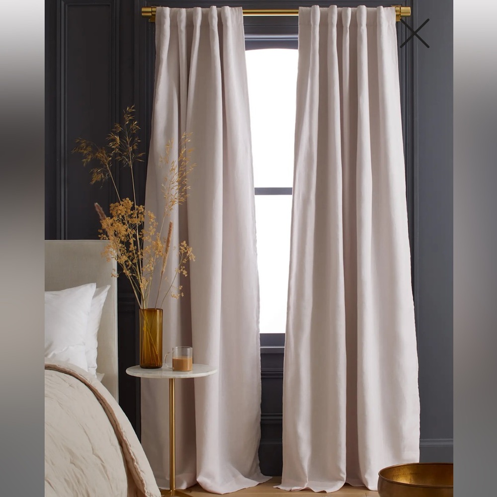 NWT QUINCE 48x108 European Linen Room Darkening Curtain Blush Pink 9713